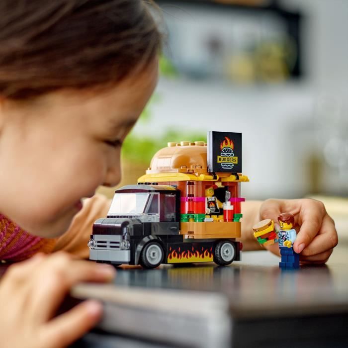 LEGO 60404 City Burgers Food Truck, Van Toy, Imaginative Play with Van and Minifigures