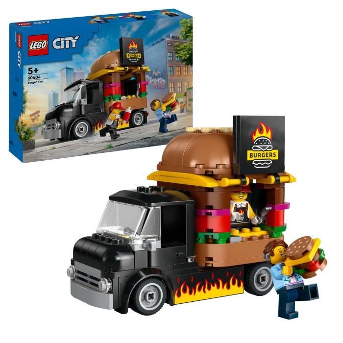 LEGO 60404 City Burgers Food Truck, Van Toy, Imaginative Play with Van and Minifigures
