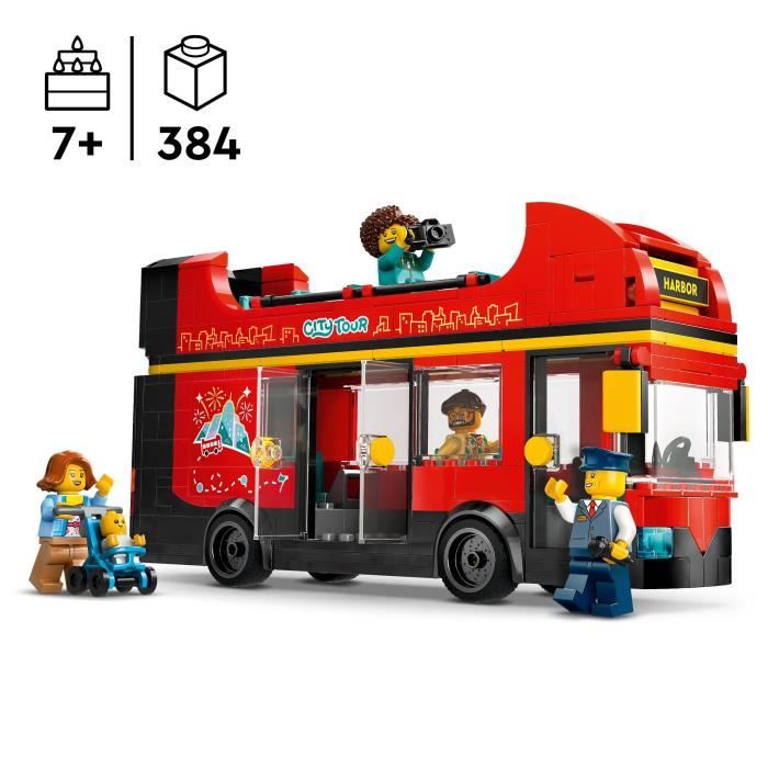 LEGO City 60407 Red Double-Decker Bus, Toy Bus, Vehicle for Kids Ages 7 and Up