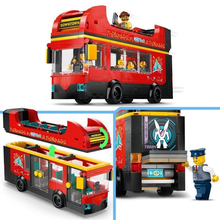LEGO City 60407 Red Double-Decker Bus, Toy Bus, Vehicle for Kids Ages 7 and Up