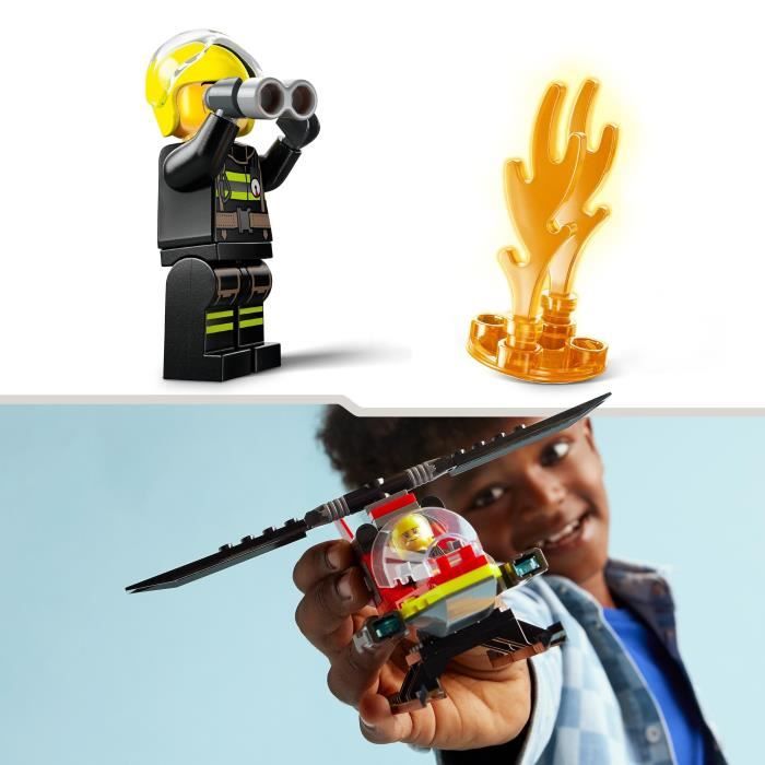 LEGO 60411 City Fire Rescue Helicopter, Toy with Firefighter Pilot Minifigures, Gift for Children