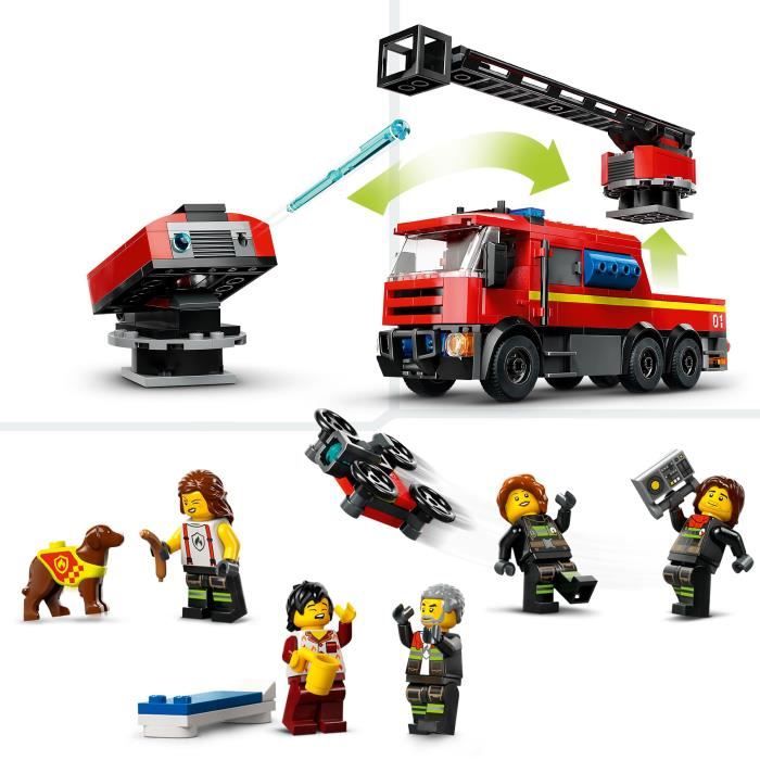 LEGO 60414 City Fire Station and Fire Truck, Dog Figure Toy and 5 Minifigures, Children's Gift