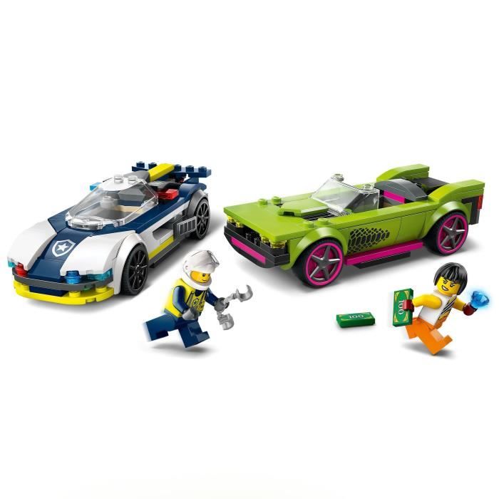 LEGO 60415 City The Chase between the Police Car and the Super Car, Toy with Minifigures, Gift for Children