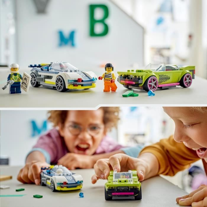 LEGO 60415 City The Chase between the Police Car and the Super Car, Toy with Minifigures, Gift for Children