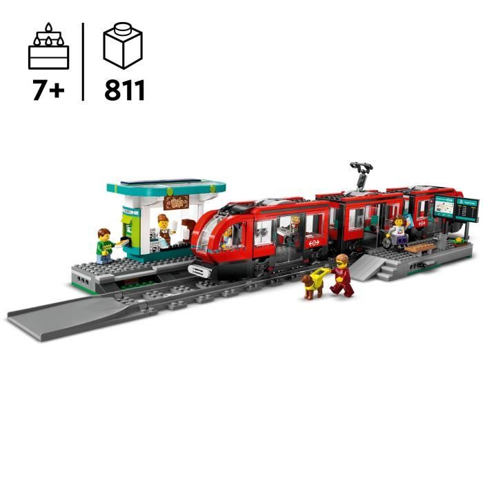 LEGO City 60423 Downtown Tram and Station Vehicle for Kids Ages 7 and Up