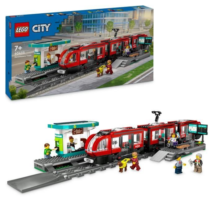 LEGO City 60423 Downtown Tram and Station Vehicle for Kids Ages 7 and Up