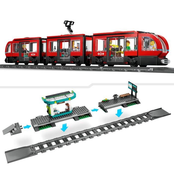 LEGO City 60423 Downtown Tram and Station Vehicle for Kids Ages 7 and Up