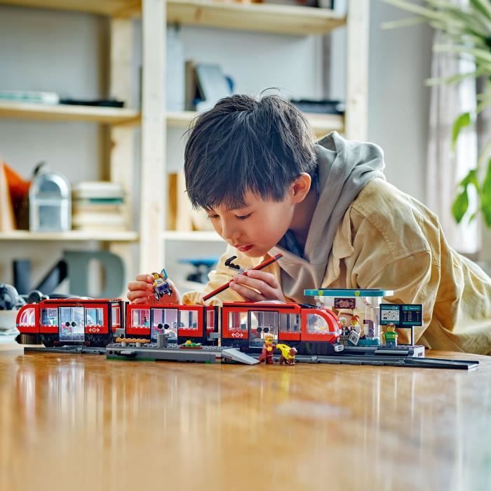 LEGO City 60423 Downtown Tram and Station Vehicle for Kids Ages 7 and Up
