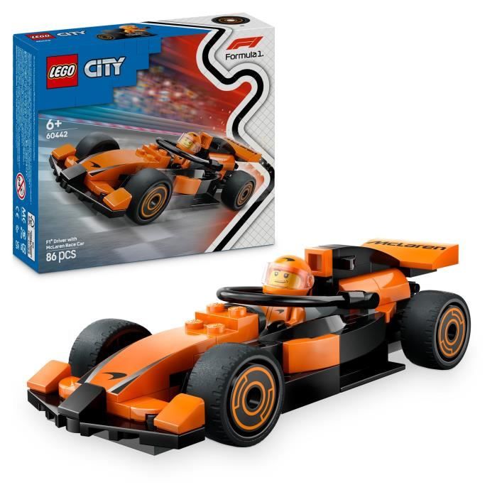LEGO City 60442 McLaren Racing Car with F1 Driver - Toy for Boys Ages 6 and Up