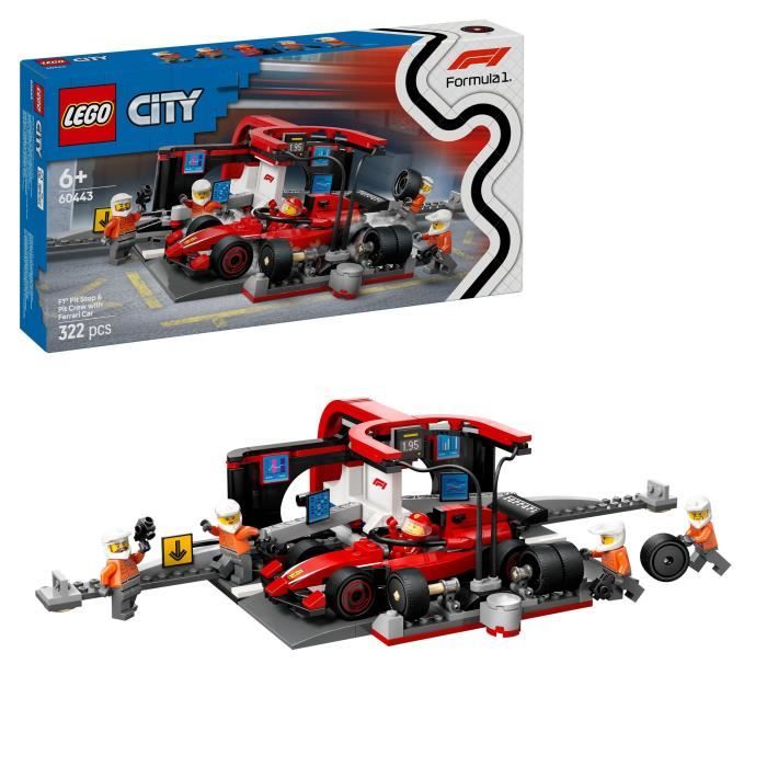 LEGO City 60443 F1 Pit Stop with Ferrari Car - Toy for Boys Ages 6 and Up