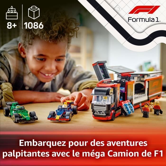 LEGO City 60445 F1 Truck with RB20 and AMR24 F1 Cars - Game for Boys Ages 8 and Up