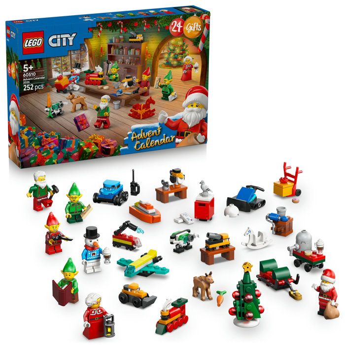 LEGO City 60510 - 2026 Advent Calendar - 24 Surprises + Santa's Workshop Mat - Set for Kids - Ages 5 and up