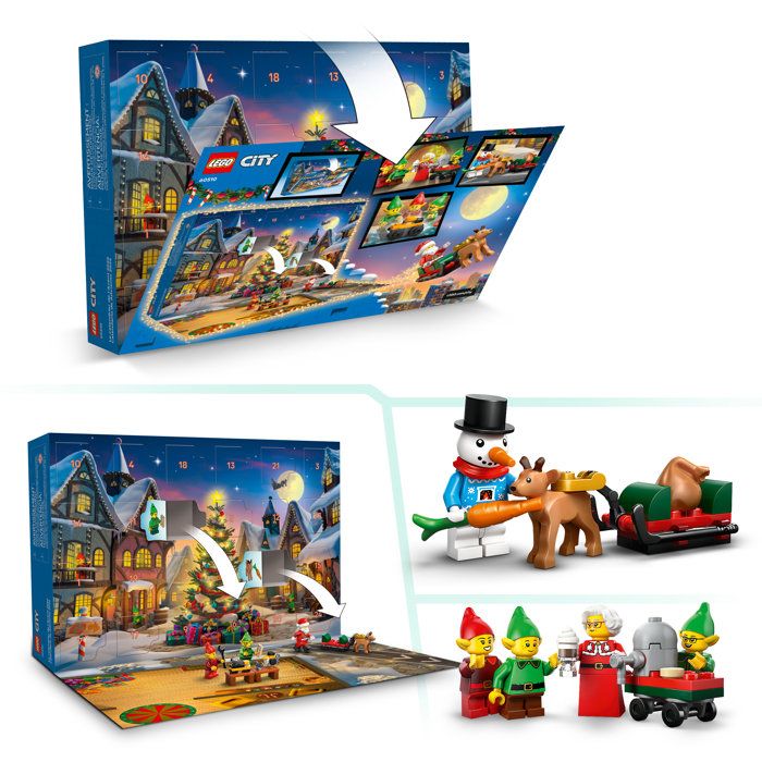 LEGO City 60510 - 2026 Advent Calendar - 24 Surprises + Santa's Workshop Mat - Set for Kids - Ages 5 and up