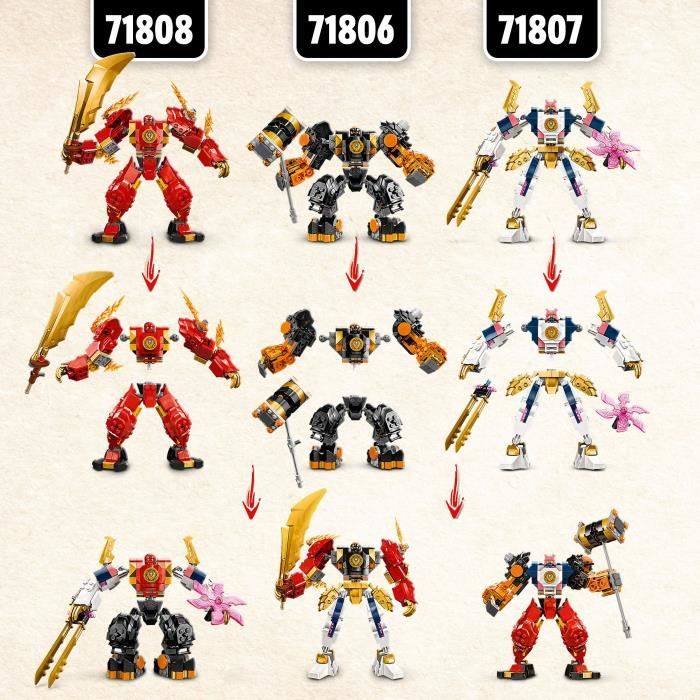 LEGO 71808 NINJAGO Kai's Fire Elemental Robot, Ninja Toy with Customizable Figure Plus Kai and Zane Minifigures