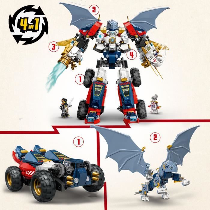 LEGO NINJAGO 71834 Zane's Ultra Combo Mech - 4-in-1 Building Toy for Ages 9 and Up