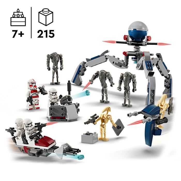 LEGO 75372 Star Wars Clone Troopers and Battle Droids Battle Pack, Toy with Speeder Bike and Minifigure
