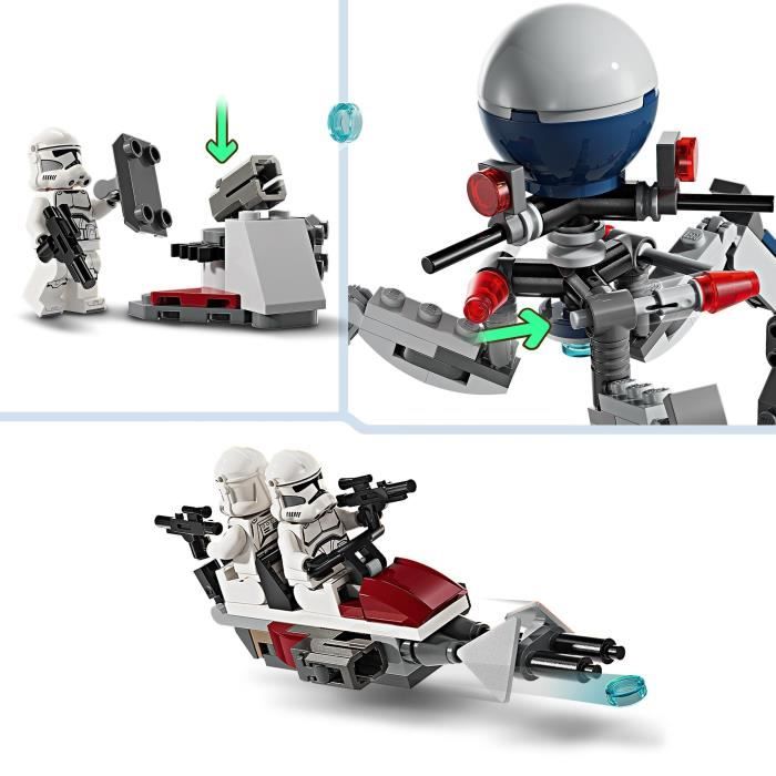 LEGO 75372 Star Wars Clone Troopers and Battle Droids Battle Pack, Toy with Speeder Bike and Minifigure