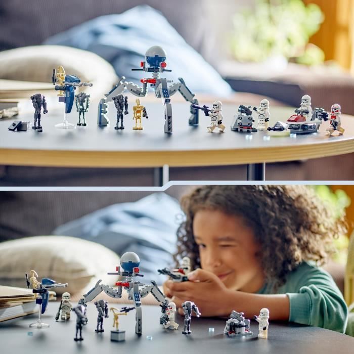 LEGO 75372 Star Wars Clone Troopers and Battle Droids Battle Pack, Toy with Speeder Bike and Minifigure