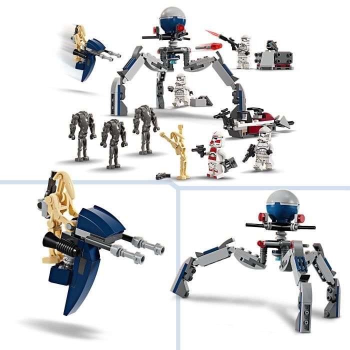 LEGO 75372 Star Wars Clone Troopers and Battle Droids Battle Pack, Toy with Speeder Bike and Minifigure