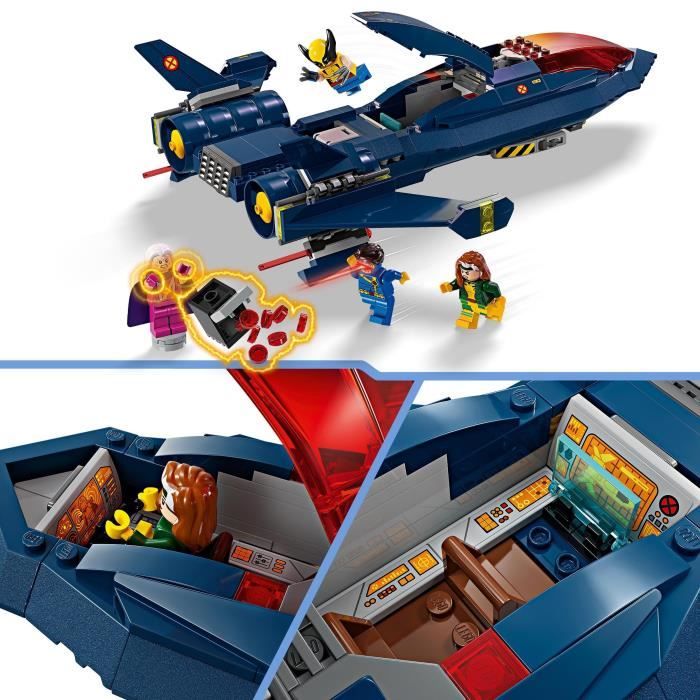 LEGO 76281 Marvel The X-Men's X-Jet, Plane Toy, Fighter with Superhero Minifigures: Wolverine