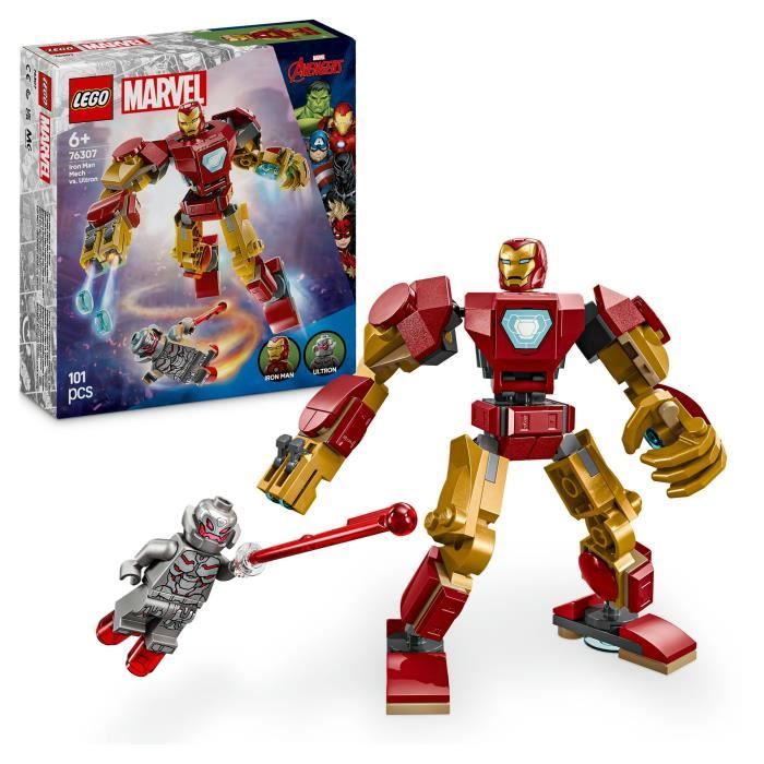 LEGO Marvel 76307 Iron Man Mech vs. Ultron - Super Hero Toy for Ages 6 and Up