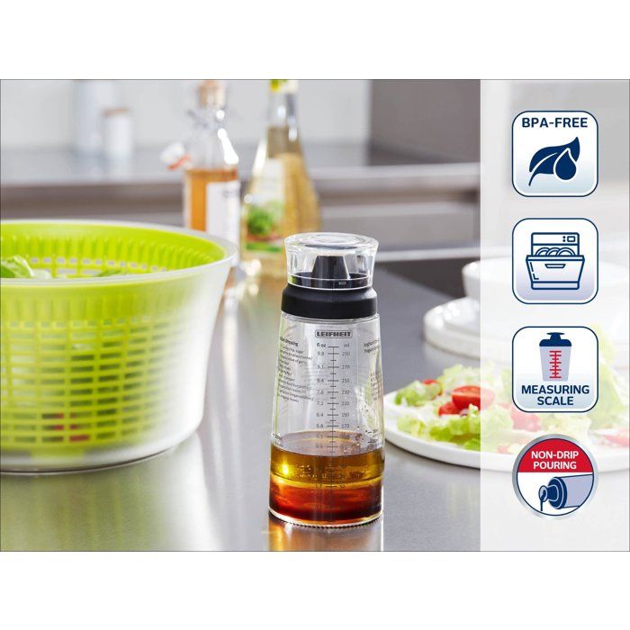 LEIFHEIT Seasoning Shaker 3195 Leifheit graduated dressing shaker 300 ml with drip-free spout ideal for s