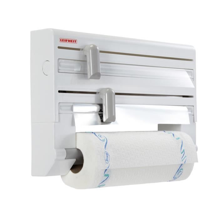 Leifheit Parat ComfortLine 25703 wall-mounted paper dispenser, kitchen wall-mounted paper dispenser for 3 rolls, paper dispenser with sharp blades