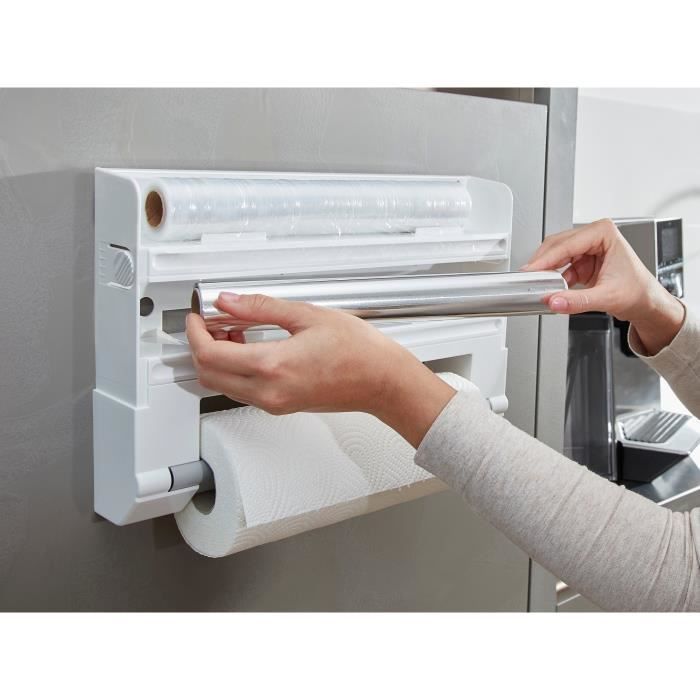 Leifheit Parat ComfortLine 25703 wall-mounted paper dispenser, kitchen wall-mounted paper dispenser for 3 rolls, paper dispenser with sharp blades