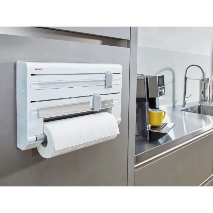 Leifheit Parat ComfortLine 25703 wall-mounted paper dispenser, kitchen wall-mounted paper dispenser for 3 rolls, paper dispenser with sharp blades
