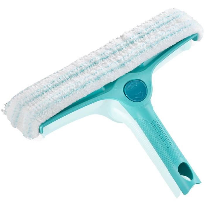 Leifheit 51320 4-in-1 window cleaner with microfibre fleece, 32cm window squeegee with patented frame cleaning function