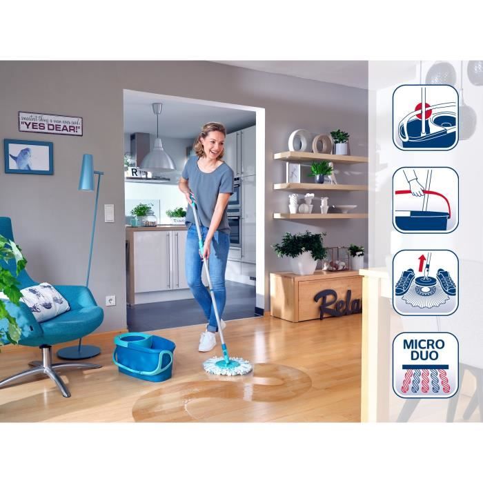 Leifheit 52101 Set Clean Twist Disc Mop Ergo Easy-to-use floor washer, bucket and mop, telescopic handle