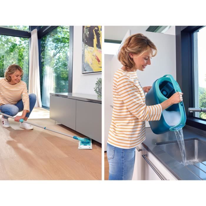 LEIFHEIT Clean Twist M Ergo 52120 Floor cleaning set - Floor mop with 33 cm cover and bucket with easy rotating spin
