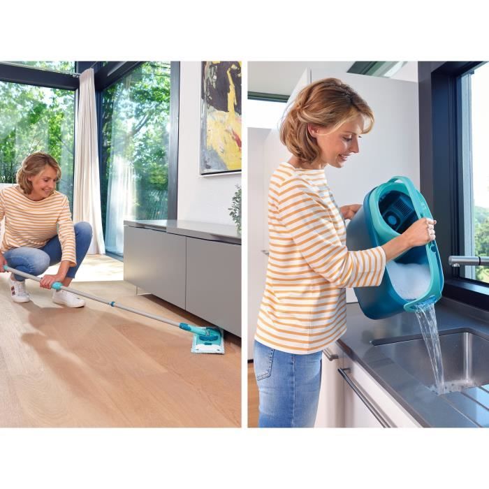 LEIFHEIT Clean Twist M Ergo mobile 52121 Floor cleaning kit - Floor mop with cover, easy-spin bucket, wheels