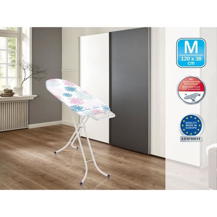 LEIFHEIT 72577 Classic M Basic ironing board, ironing board 120x38 cm, height adjustable with fixed iron rest