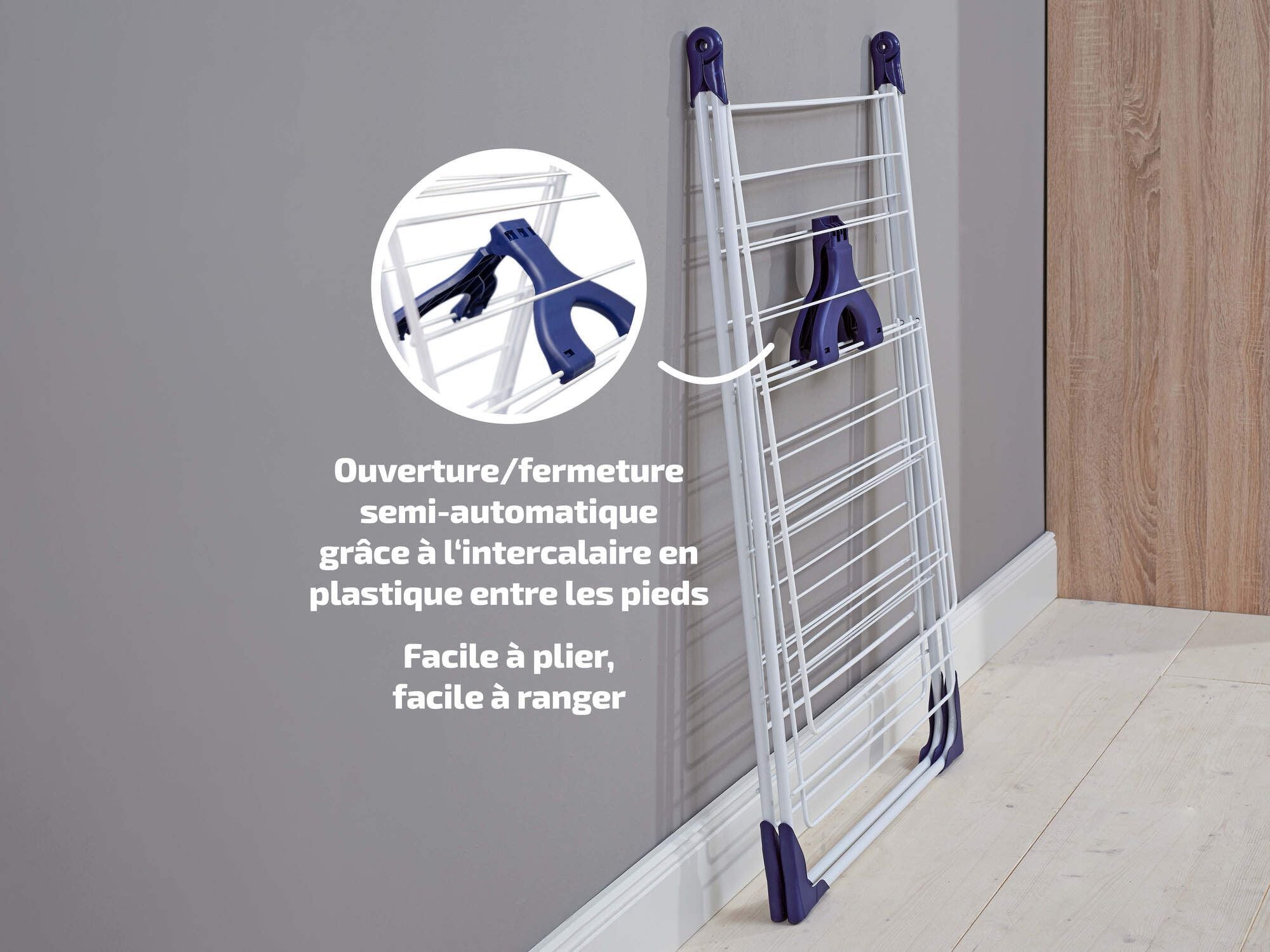 Freestanding clothes dryer - LEIFHEIT - Classic 250 Flex - 81409 - Easy opening / closing - Laundry net - 25 m - White