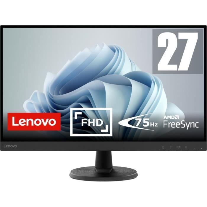 LENOVO D27-40 PC screen - 27'' FHD 1920x1080 VA - 75Hz - 4ms - AMD FreeSync - HDMI cable