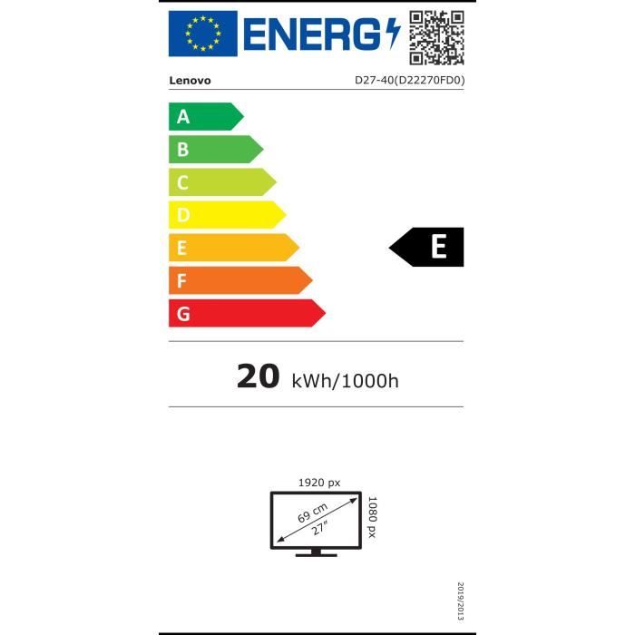 LENOVO D27-40 PC screen - 27'' FHD 1920x1080 VA - 75Hz - 4ms - AMD FreeSync - HDMI cable