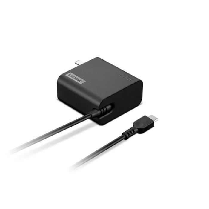 Lenovo 65W USB-C Charger - Compact AC Adapter - Fast Charging for Laptops - 100-240V