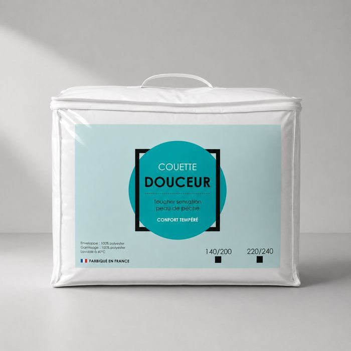 Duvet - 220 x 240 cm - temperate - 100% polyester - 2 people - white