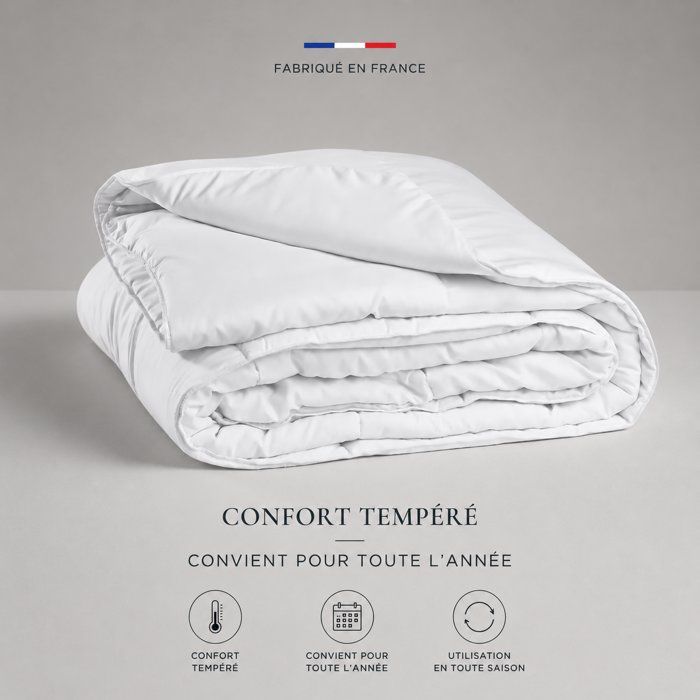 Duvet - 220 x 240 cm - temperate - 100% polyester - 2 people - white