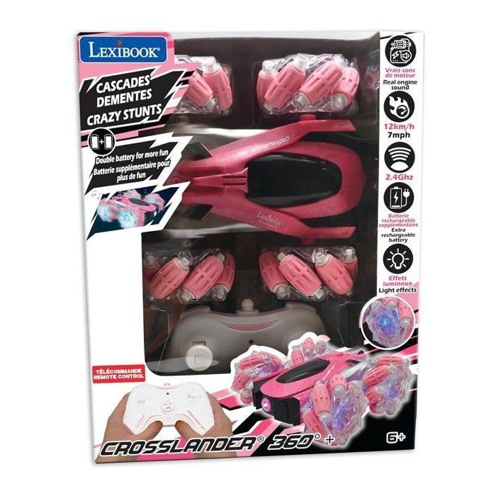 Crosslander 360+ - Pink remote-controlled, off-road car, luminous, programmable and rechargeable.