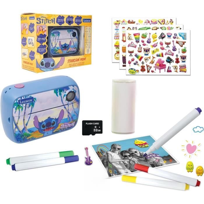 LEXIBOOK- Starcam photo + video Stitch instant camera - Two 1.3 MP sensors - 2-inch LCD screen flash included - Blue