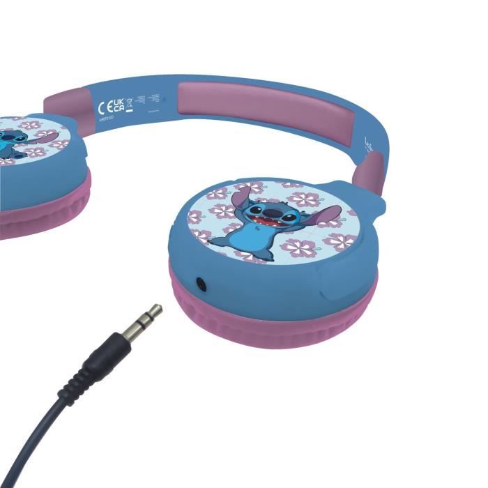 LEXIBOOK - 2 in 1 Disney Stitch headphones - Wireless Bluetooth 5.0 or Audi cable - Long-lasting rechargeable battery - Blue