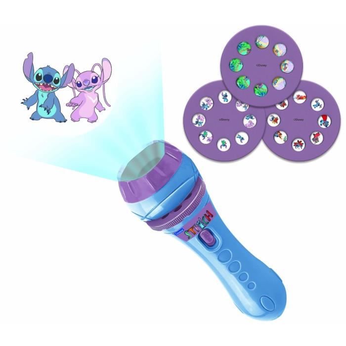 LEXIBOOK - 2 in 1 story projector and Disney Stitch flashlight (3 discs - 24 images included) - Blue - LTC050D