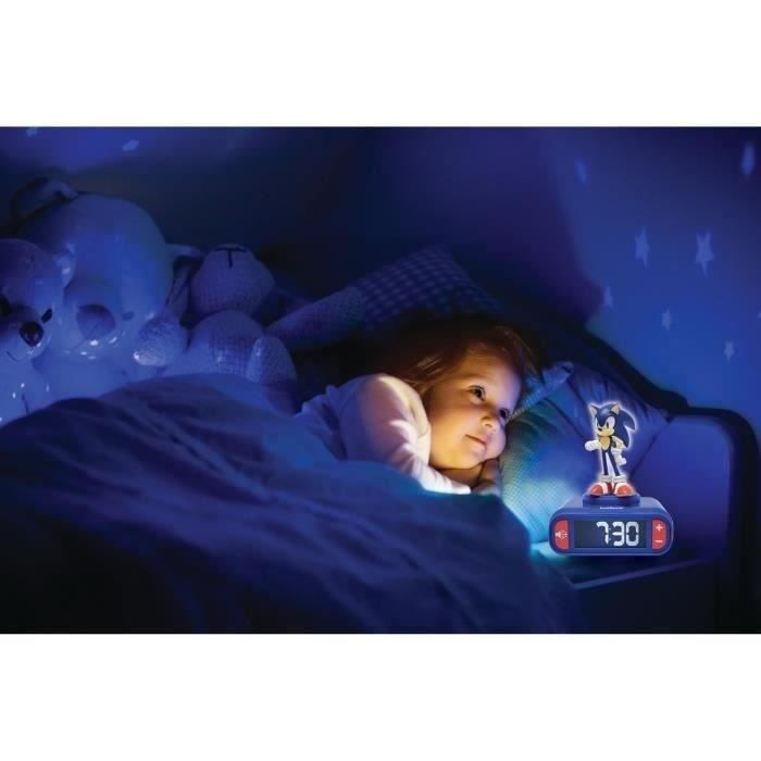 Digital alarm clock with Sonic night light and sound effects