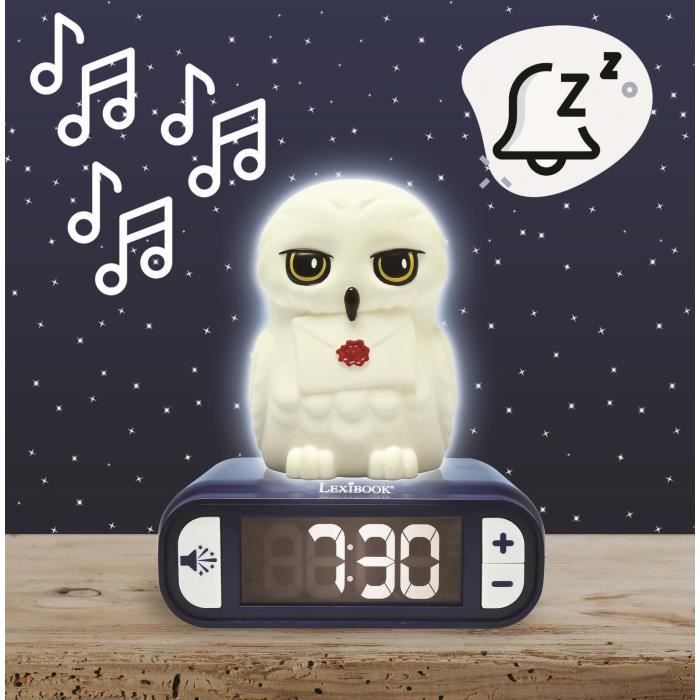 LEXIBOOK Digital Night Light Alarm Clock - Hedwig - 3D Light and Sound - Children's