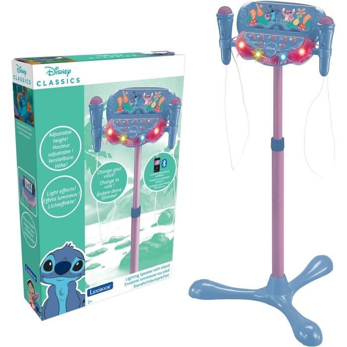 Stitch Microphone on Adjustable Lighted Stand with Speaker, 2 Mics and Vocal Effects, Bluetooth Speaker