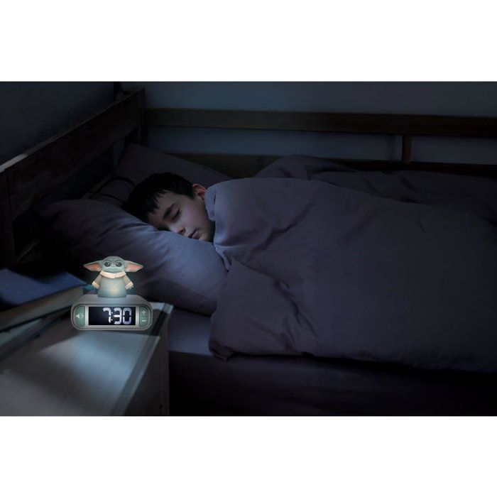 LEXIBOOK - Grogu Night Light Alarm Clock - Star Wars - Sounds and melodies, bright backlit LCD screen - Green