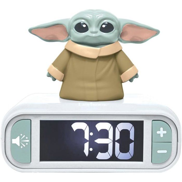 LEXIBOOK - Grogu Night Light Alarm Clock - Star Wars - Sounds and melodies, bright backlit LCD screen - Green