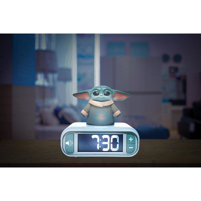 LEXIBOOK - Grogu Night Light Alarm Clock - Star Wars - Sounds and melodies, bright backlit LCD screen - Green